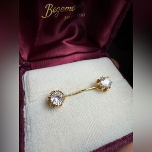 Dazzling Clear Stone Yellow Gold Tone Leverback Drop Earrings